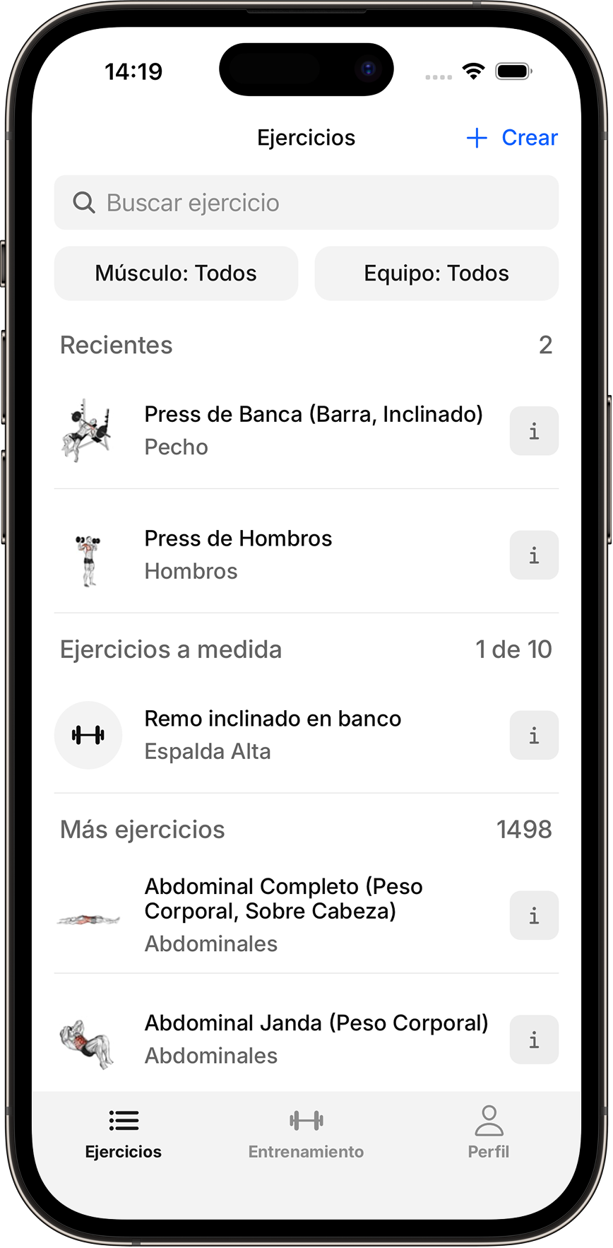 Biblioteca de ejercicios